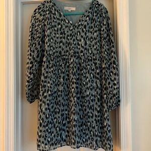 Loft blue leopard dress